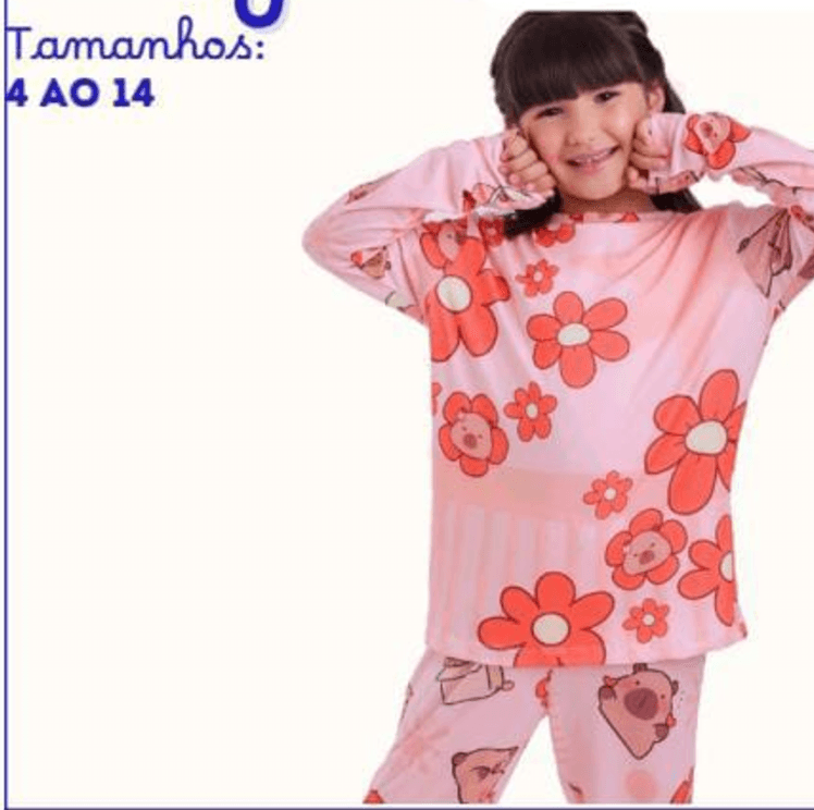 Pijamas Infantil feminino de manga longa 