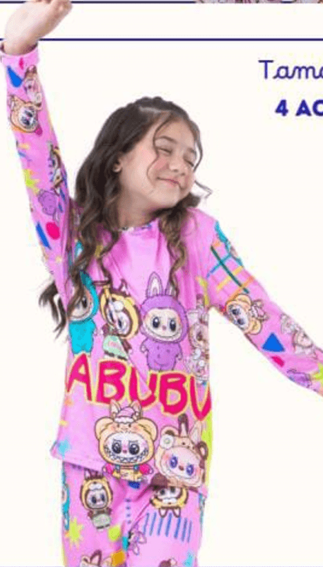 Pijamas Infantil feminino de manga longa 