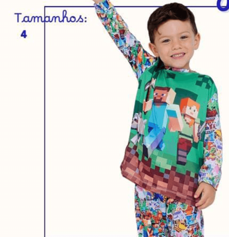 Pijama infantil masculino manga longa