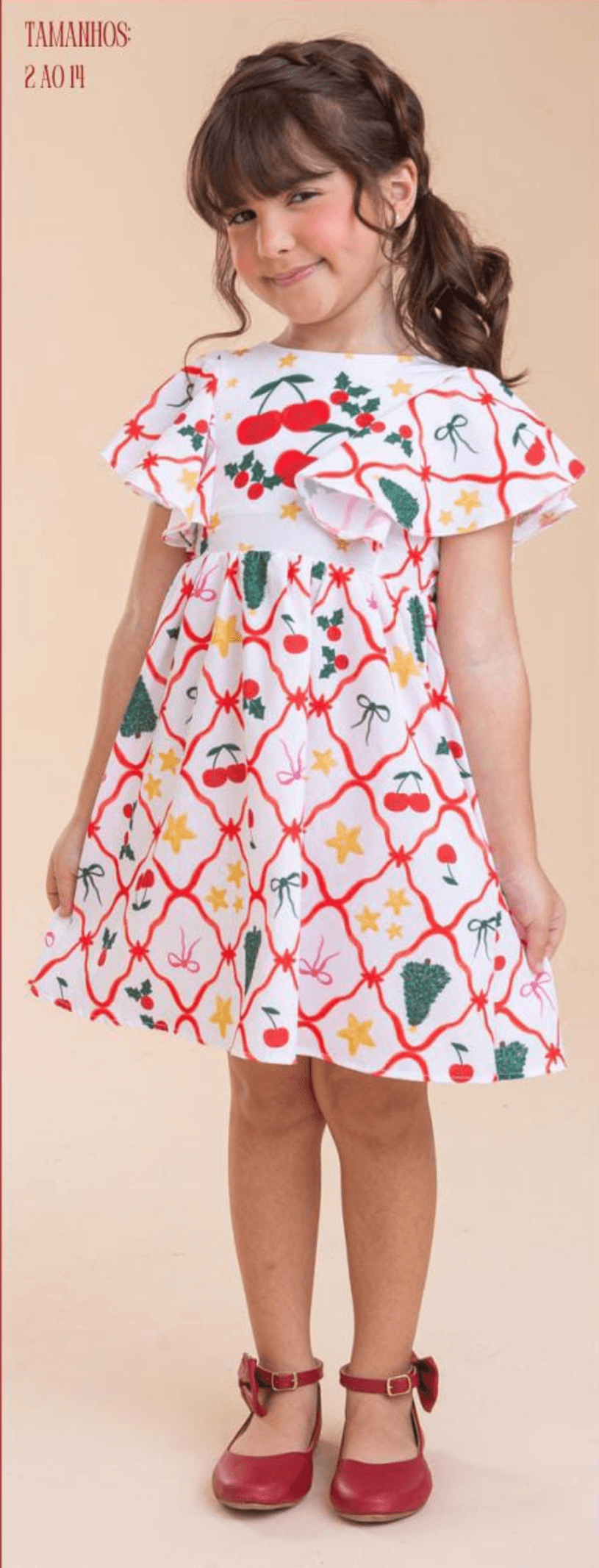 Vestido infantil e juvenil verde Natal 