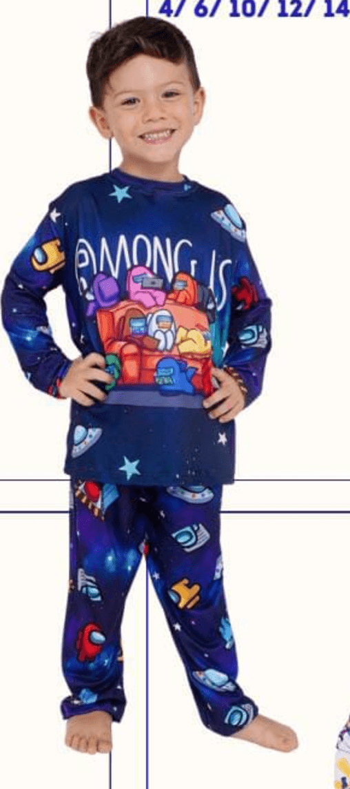 Pijama infantil masculino manga longa - 1