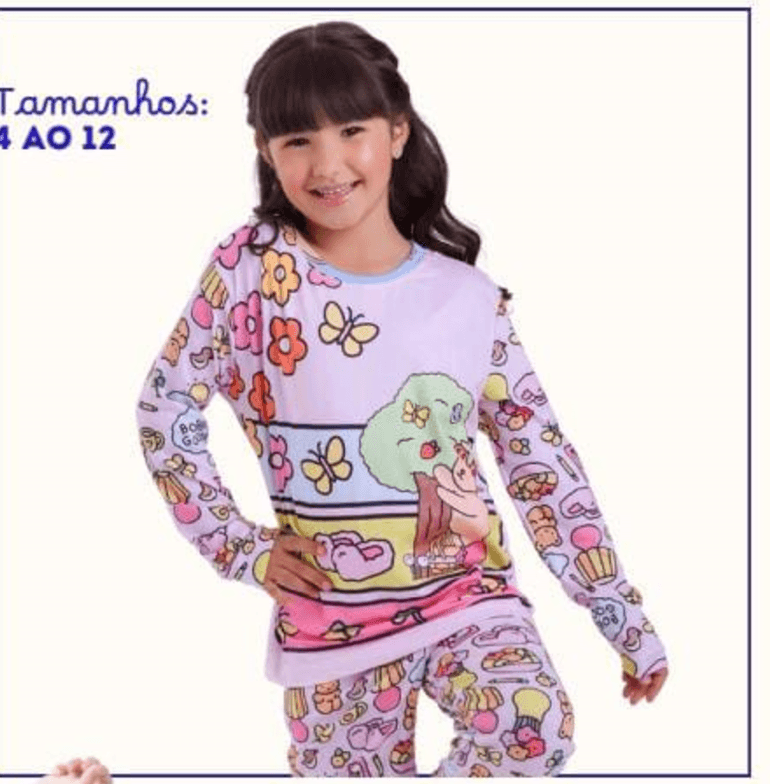 Pijamas Infantil feminino de manga longa  - 2