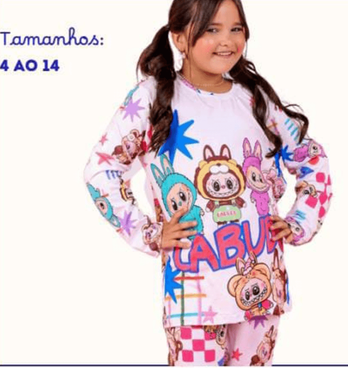 Pijamas Infantil feminino de manga longa  - 3