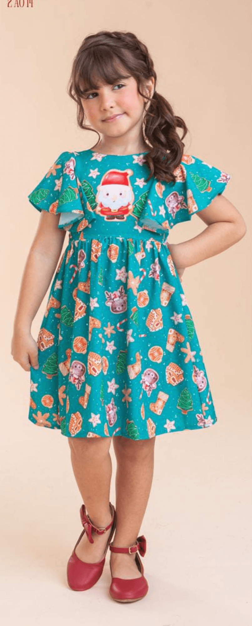 Vestido infantil e juvenil verde Natal  - 1