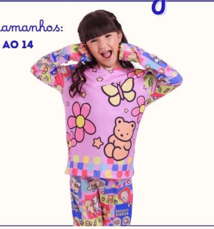 Pijamas Infantil feminino de manga longa  - 1